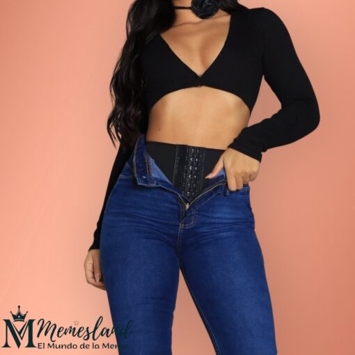 Jeans Acampanado con Faja (azul oscuro) - Imagen 2