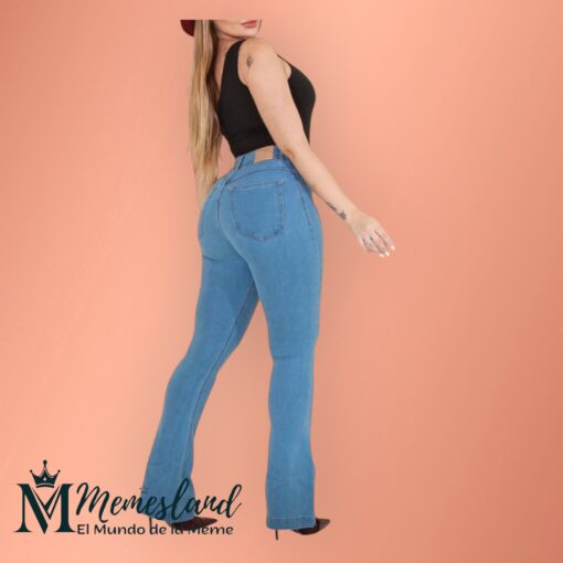 Jeans Acampanado con Faja (Celeste) - Imagen 3